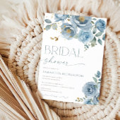 Stoffig blauw elegant floral rozen vrijgezellenfee kaart