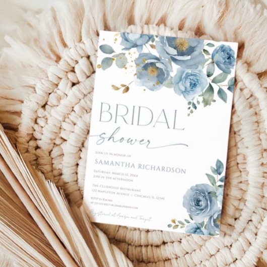 Stoffig blauw elegant floral rozen vrijgezellenfee kaart