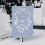 Stoffig blauw Elegant Frans Bloemkam Kaart<br><div class="desc">Klassiek Frans Victoriaans blauw bloemkuiptafelnummer. Voor meer geavanceerde aanpassing van dit ontwerp,  klikt u op de BUTTON DESIGN TOOL hierboven!</div>