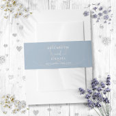 Stoffig Blauw Elegant Hart Bruiloft Uitnodigingen Wikkel