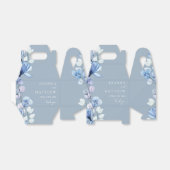 Stoffig Blauw Elegant Modern Bloemen Bruiloft Bedankdoosjes (Uitgevouwen)