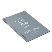 Stoffig blauw elegant modern je logo script notitieboek (Rechterzijde)