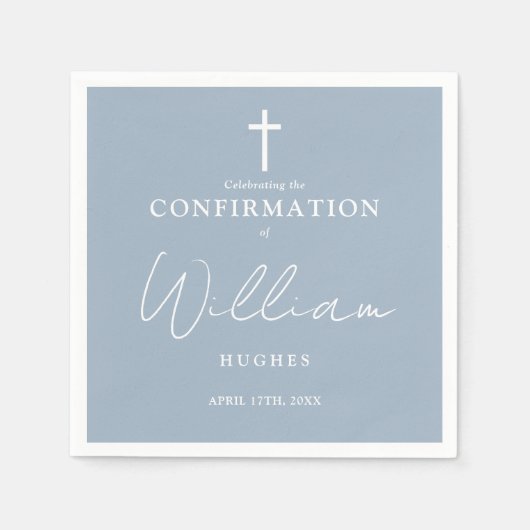 Stoffig Blauw Elegant Modern Minimalistisch Bevest Servet (Voorkant)