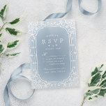 Stoffig blauw elegant romantisch vintage bruiloft  RSVP kaartje<br><div class="desc">Elegant   lijst ontwerp in crème op zacht stoffige blauwe achtergrond,  romantisch en verfijnd,  grote bruiloft RSVP-kaarten voor vintage bruiloft,  romantische bruiloft en winterbruiloft. Bekijk alle bijpassende stukken in het collectie.</div>