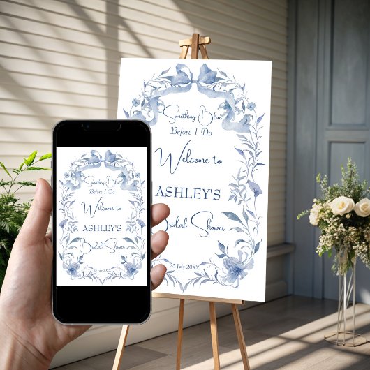 Stoffig blauw elegant vrijgezellenfeest welkomstbo poster