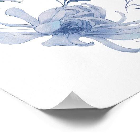 Stoffig blauw elegant vrijgezellenfeest welkomstbo poster (Hoek)