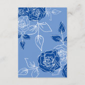 Stoffig Blauw Elegant Wit Bloemen patroon Bruiloft Informatiekaartje (Achterkant)