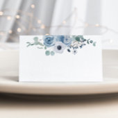 Stoffig blauw elegante anemoon trouwkaart kaart