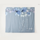 Stoffig Blauw Elegante Bloemdoop Foto Achtergrond Wandkleed (Voorkant (horizontaal))