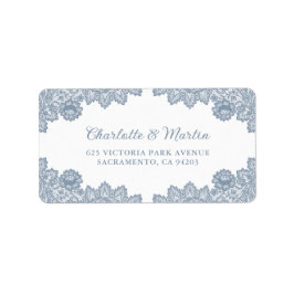 Stoffig Blauw Elegante Bloemen Kant Wedding Etiket
