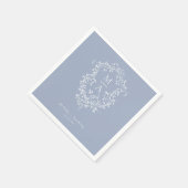 Stoffig Blauw Elegante Franse Floral Crest Wedding Servet (Hoek)