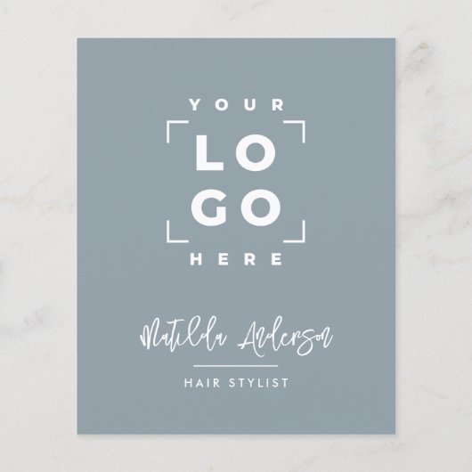 Stoffig blauw elegante moderne girly prijs QR code Flyer (Achterkant)