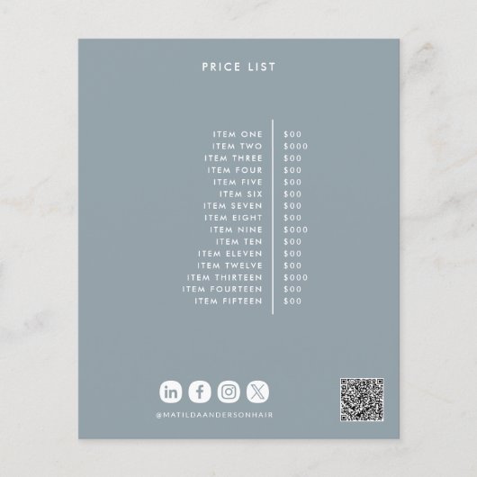 Stoffig blauw elegante moderne girly prijs QR code Flyer (Voorkant)