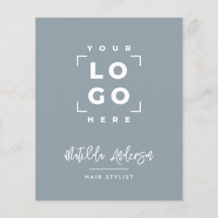 Stoffig blauw elegante moderne girly prijs QR code Flyer