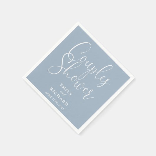 Stoffig Blauw Elegante Paren Bruids Trouwdouche Servet (Hoek)