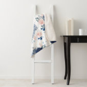 Stoffig Blauw en Blush Roze Bloemen Elegant Stijlv Sherpa Deken (In situ)