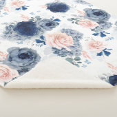 Stoffig Blauw en Blush Roze Bloemen Elegant Stijlv Sherpa Deken (3/4)