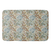Stoffig blauw en bruin botanisch blad badmat (Voorkant)