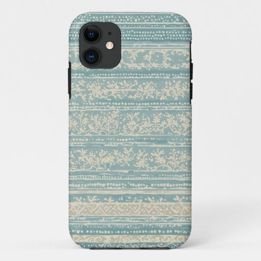 stoffig blauw en crème behang Case-Mate iPhone case (Achterkant)