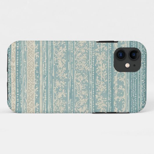  stoffig blauw en crème behang Case-Mate iPhone case (Achterkant (horizontaal))