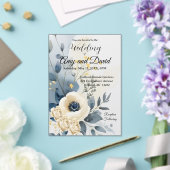 Stoffig Blauw en crème Huwelijksuitnodiging Acryl Acryl Uitnodigingen (Insitu (Huwelijk))