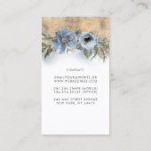 Stoffig Blauw en Goud Glitter Modern Floral Chic Visitekaartje (Achterkant)