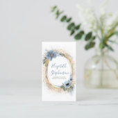 Stoffig Blauw en Goud Glitter Modern Floral Chic Visitekaartje (Staand voorkant)