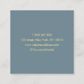 Stoffig Blauw en Goud Lotus Bloem Yoga Docent Vierkante Visitekaartje (Achterkant)