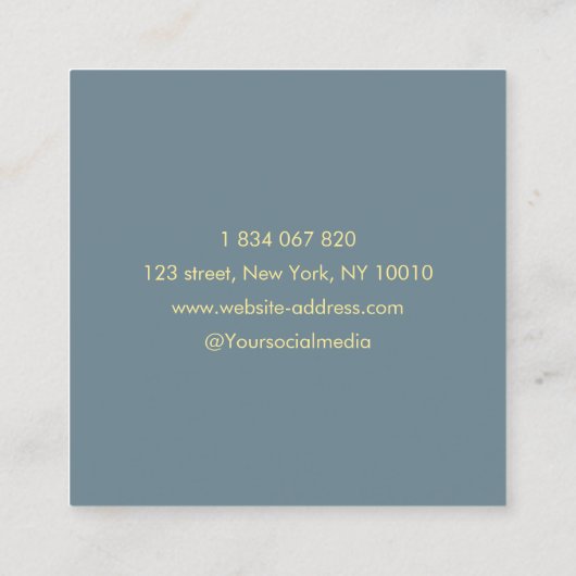 Stoffig Blauw en Goud Lotus Bloem Yoga Docent Vierkante Visitekaartje (Achterkant)