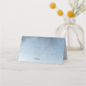 Stoffig Blauw en Goud Modern Huwelijk Plaatskaartje (Voorkant)