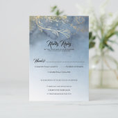 Stoffig Blauw en Goud Modern RSVP (Staand voorkant)