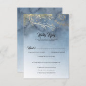 Stoffig Blauw en Goud Modern RSVP (Voorkant / Achterkant)