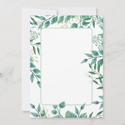 Stoffig blauw en groen blad blanco kaart (Voorkant)