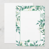 Stoffig blauw en groen blad blanco kaart (Voorkant / Achterkant)