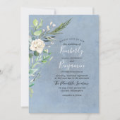 Stoffig Blauw en Groen Modern Huwelijk Kaart (Voorkant)