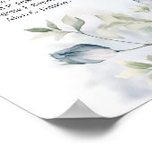 Stoffig Blauw en Ivoor Bloemen Alfabetische zitpla Poster (Hoek)