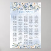 Stoffig Blauw en Ivoor Bloemen Alfabetische zitpla Poster (Voorkant)