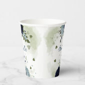 Stoffig blauw en marineblauw bloemen groen papieren bekers (Rechts)