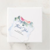 Stoffig Blauw en Roze Bloemen Moderne Bruiloft Bedankjes Labels (In situ)