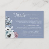 Stoffig Blauw en Roze Bloemen Moderne Bruiloft Informatiekaartje (Voorkant)