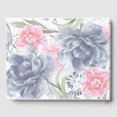 Stoffig Blauw en Roze Bloemen Waterverven bruiloft Gastenboek (Achterkant)