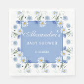 Stoffig Blauw en Wit Bloemen Boho Baby shower Servet (Voorkant)