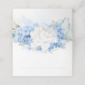 Stoffig Blauw en Wit Bloemen Bruiloft Plaatskaartje (Buitenkant ongevouwen)