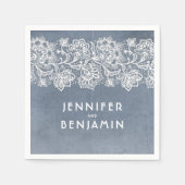 Stoffig Blauw en Wit Kant Elegant Servetten (Voorkant)