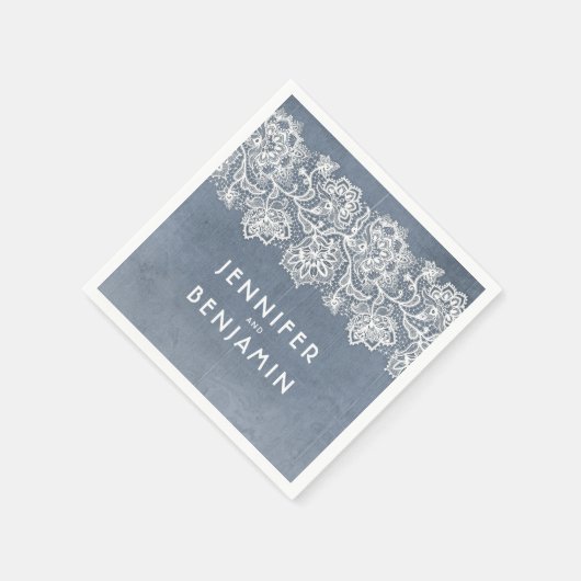 Stoffig Blauw en Wit Kant Elegant Servetten (Hoek)