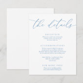 Stoffig blauw en wit moderne minimalistische bruil informatiekaartje (Voorkant / Achterkant)