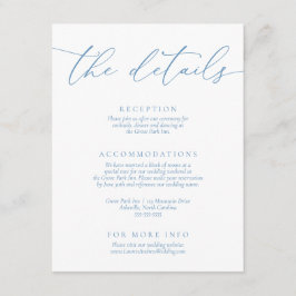 Stoffig blauw en wit moderne minimalistische bruil informatiekaartje