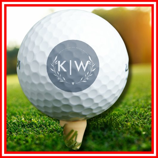 Stoffig blauw en wit | Monogram moderne Initialen Golfballen