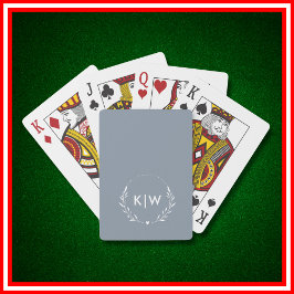 Stoffig blauw en wit | Monogram moderne Initialen Pokerkaarten