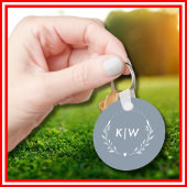 Stoffig blauw en wit | Monogram moderne Initialen Sleutelhanger